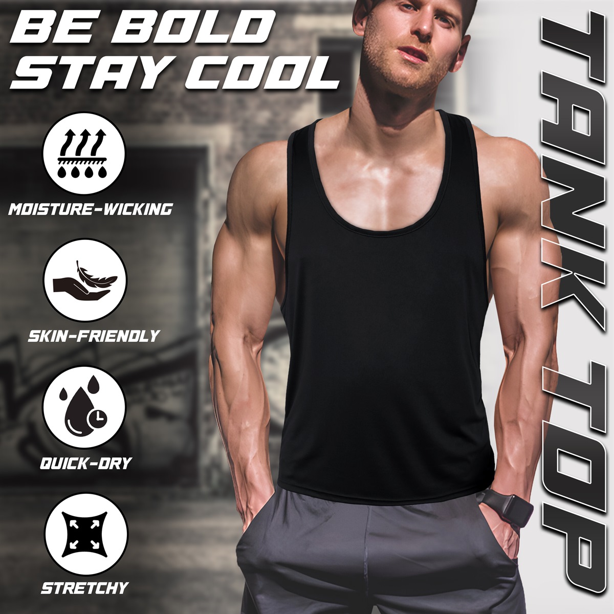 Men's Tank Top (Black) - Image 3