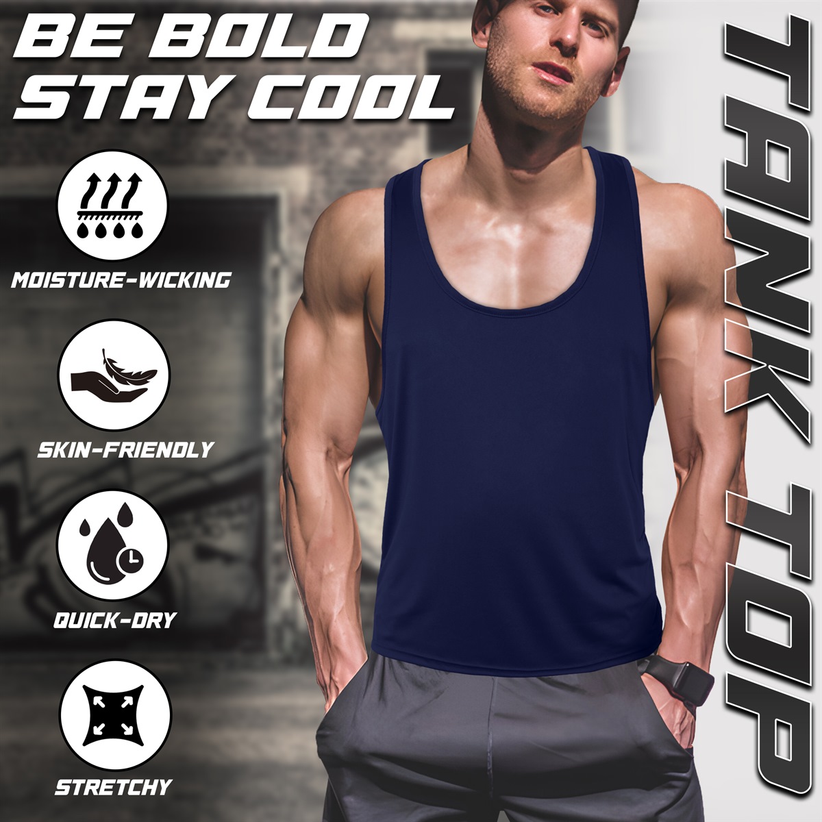 Men's Tank Top (Navy) - Image 3