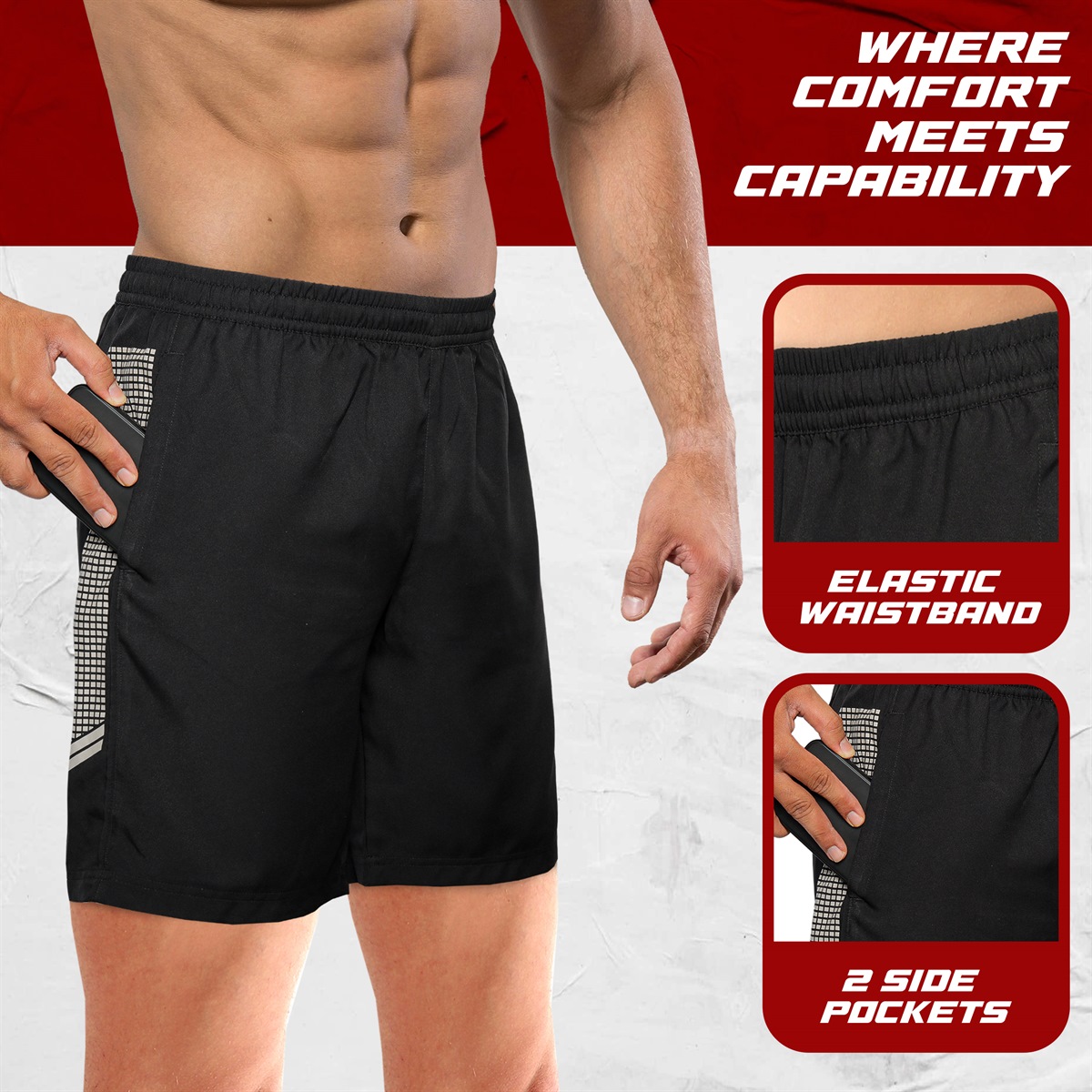 Men's Gym/Fitness Shorts (Black) - Image 3