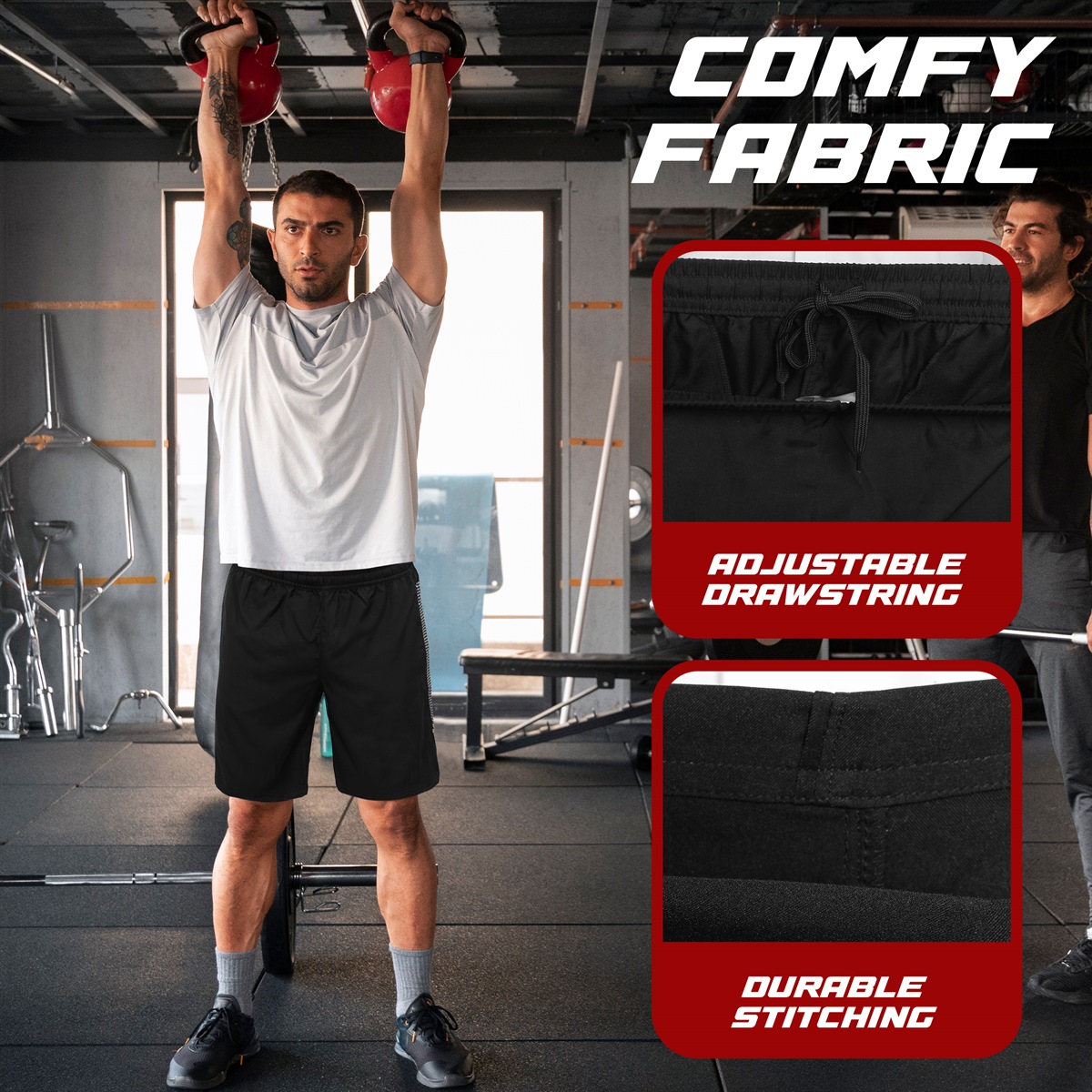 Men's Gym/Fitness Shorts (Black) - Image 5