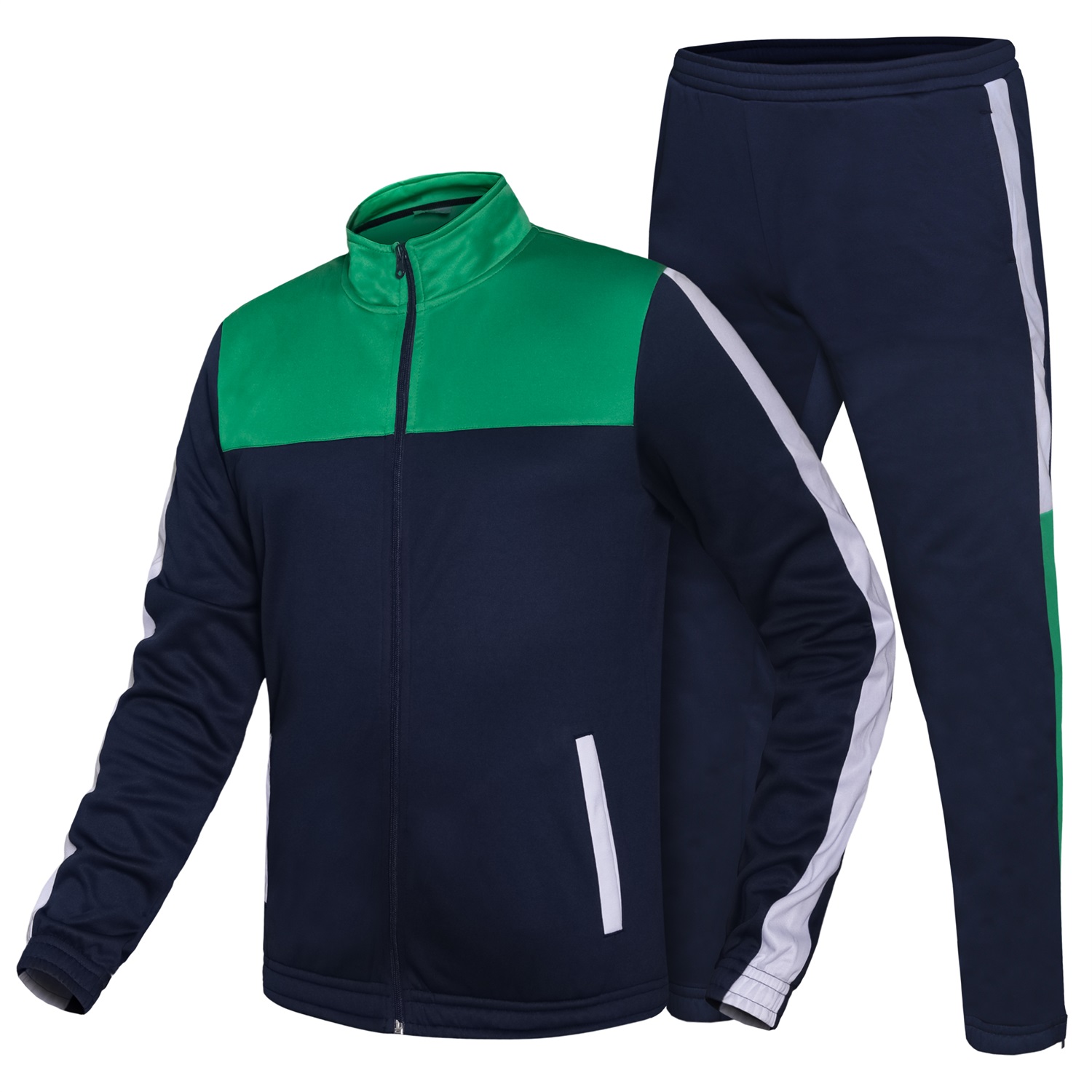 Green/Navy Blue Premium Athletic Tracksuit – Designed for Performance and Comfort