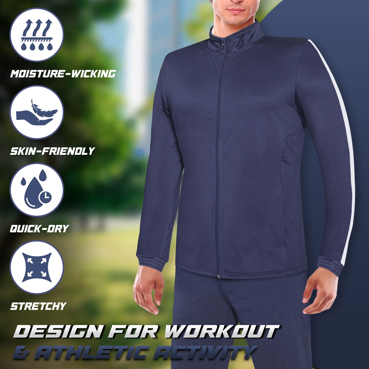 Navy Blue Premium Athletic Tracksuit – Designed for Performance and Comfort - Image 3
