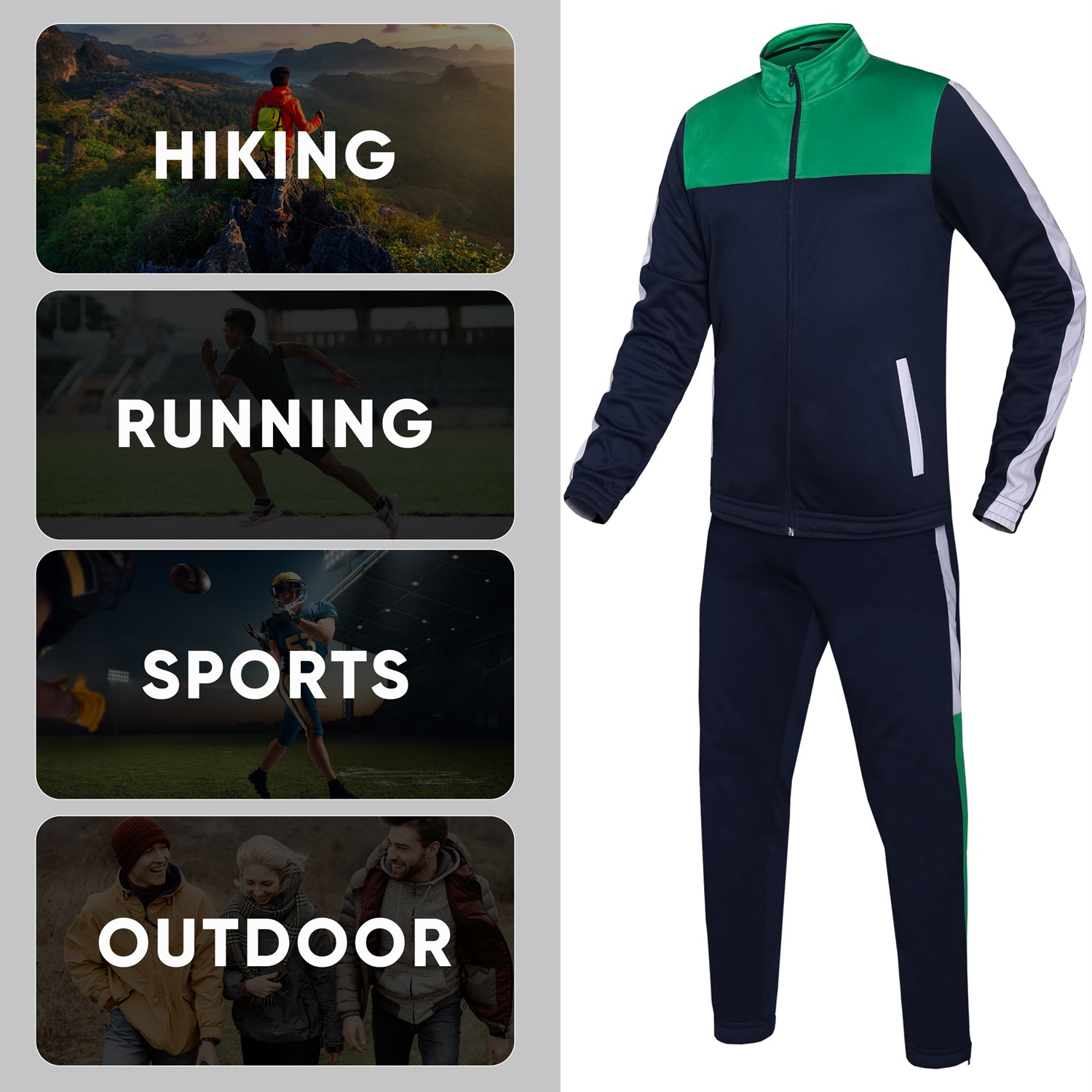 Green/Navy Blue Premium Athletic Tracksuit – Designed for Performance and Comfort - Image 4